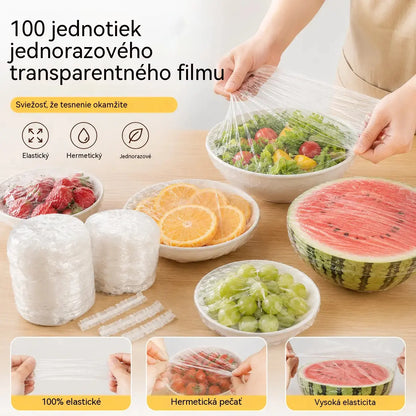 【200 kusov】Jednorazová priehľadná fólia, ideálna na nádoby a potraviny. Perfektne sedí, dobre tesní a ľahko sa používa.