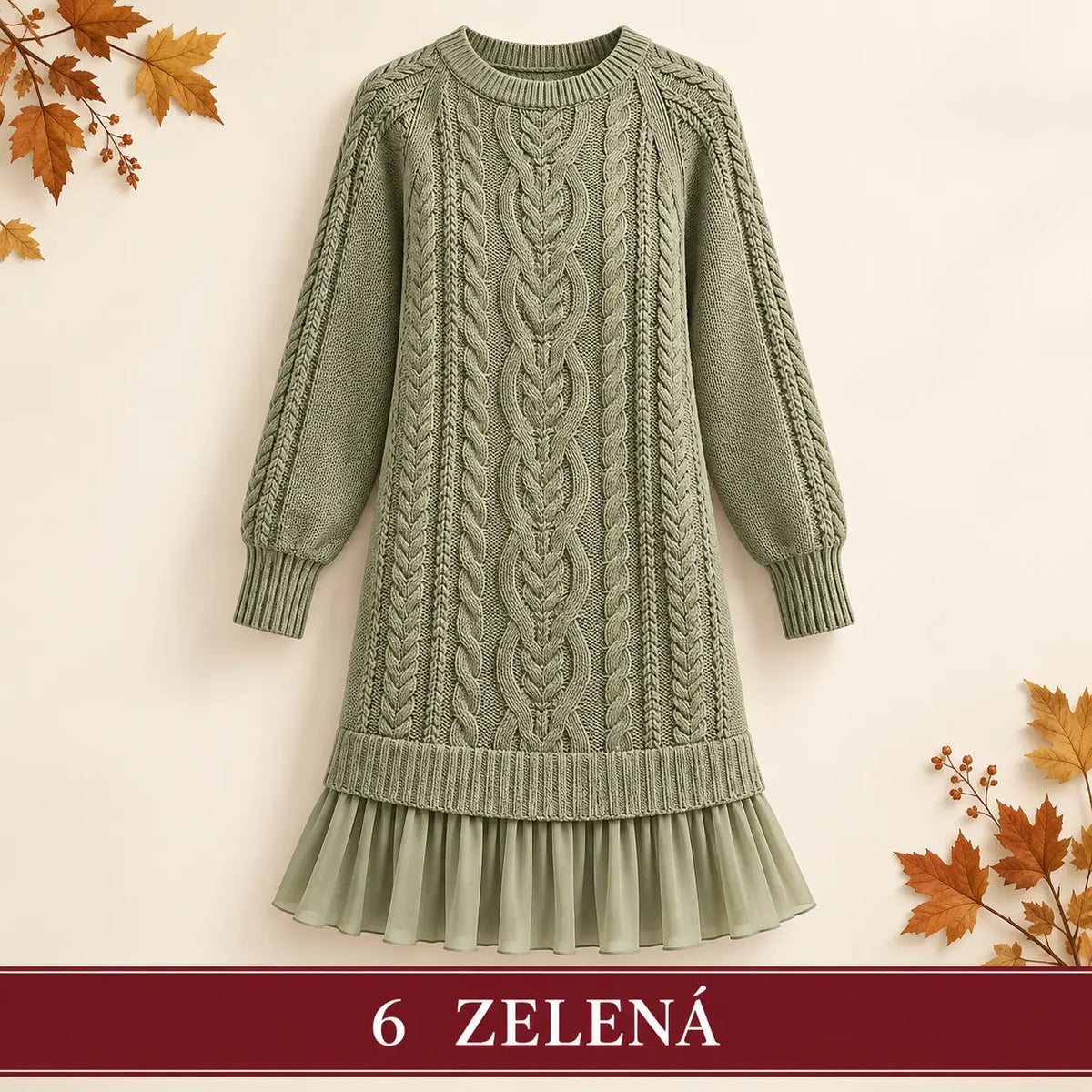 Elegantné pletené šaty s plisovaným lemom — pohodlný štýl na chladnejšie dni, dostupné vo veľkostiach S–3XL.
