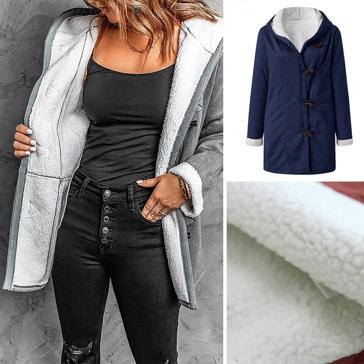 🔥⛄【Ograniczona zniżka 50%】✨【S-5XL】Nowa modna ciepła damska kurtka z kapturem i podszewką ze zamszu i polaru