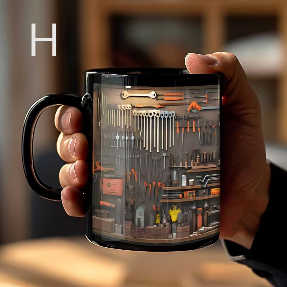 🔥☕【Zadnji dan! Vroča prodaja】Nova keramična skodelica z vzorcem mehanskega zobnika