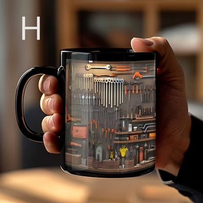 🔥☕【Zadnji dan! Vroča prodaja】Nova keramična skodelica z vzorcem mehanskega zobnika