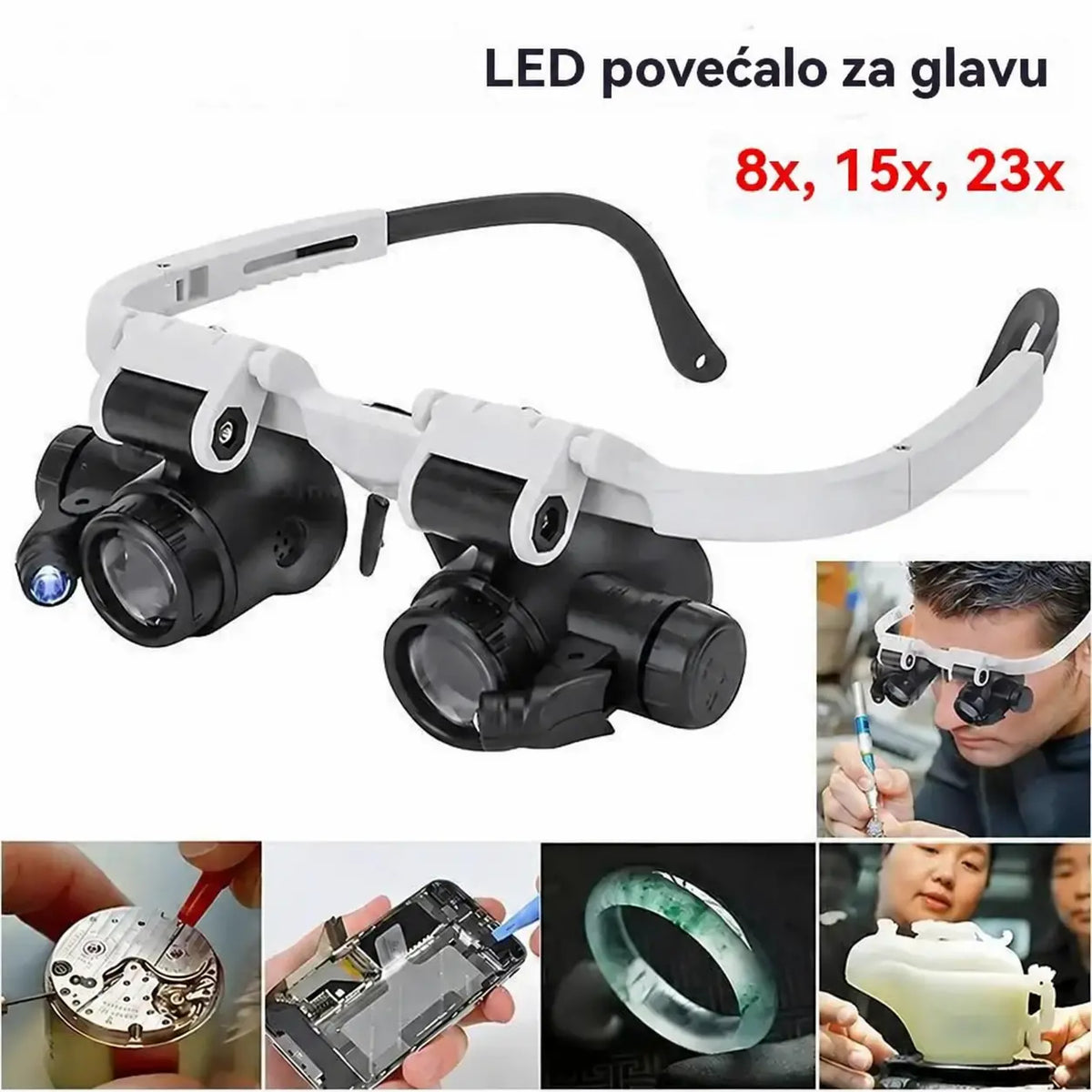 🔍 LED povećalo s trakom za glavu i velikim povećanjem: precizno povećalo pogodno za popravke i provjere.