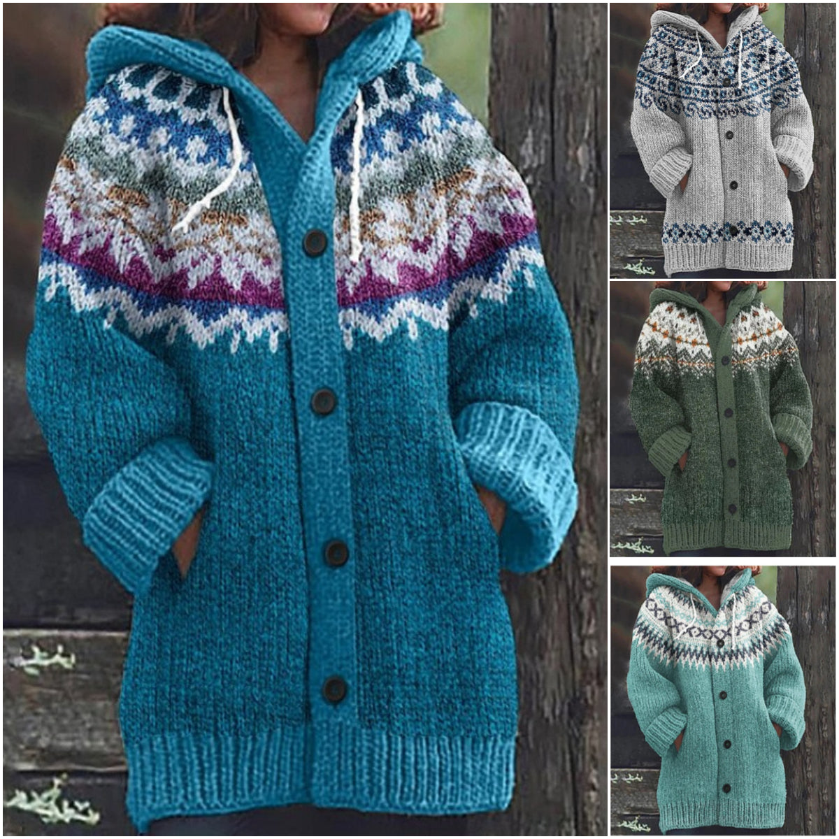 🔥✨【50% отстъпка🎉】【S-5XL】Ново есенно/зимно елегантно цветно ретро яке с качулка