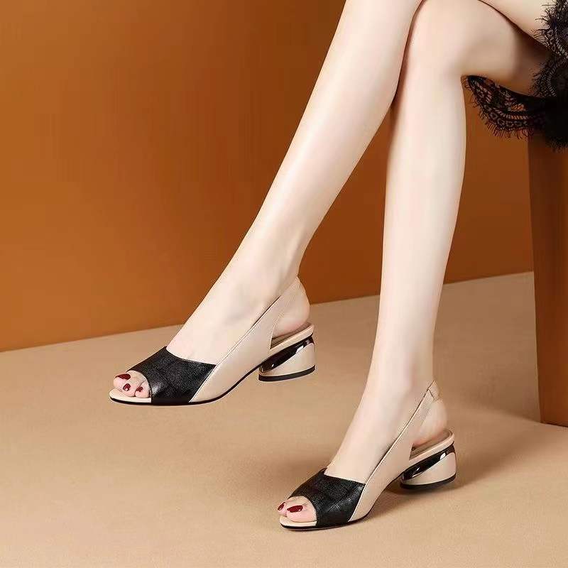 【35-43】 Letnie damskie sandały rzymskie w nowym stylu z odkrytymi palcami na grubym obcasie-3935308