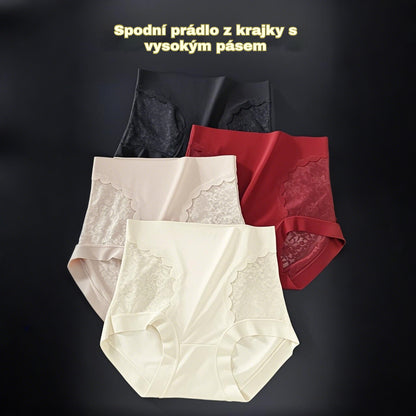 🎀🩲【Balení 5 kusů】🔥【40-120 kg】Dámské krajkové kalhotky, bezešvé, vysoká elasticita, kontrola bříška a zvednutí hýždí