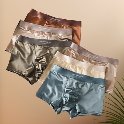 🔥【6 sztuk】Nowe męskie bokserki z lodowego jedwabiu, letnie przewiewne bokserki satynowe