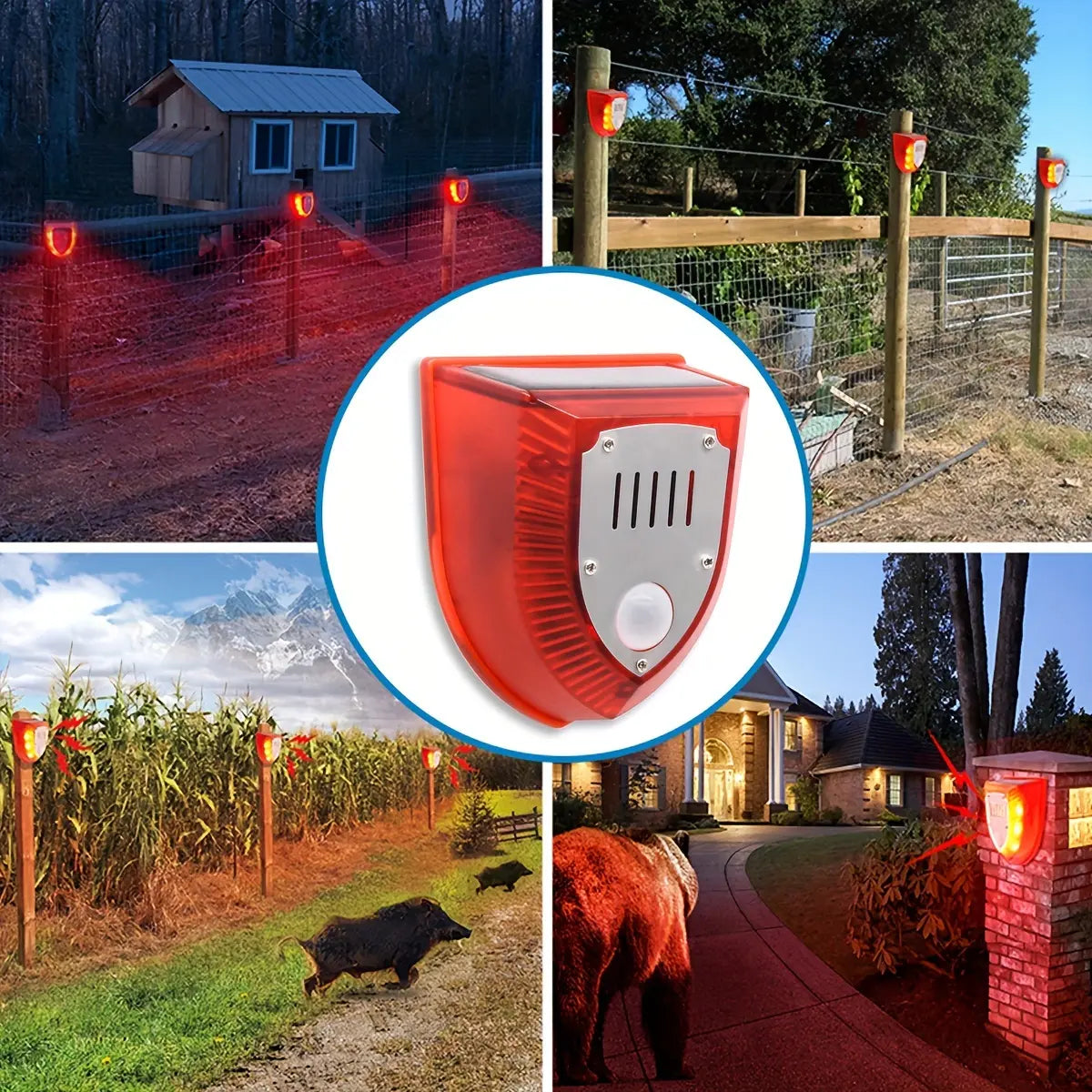 🔥🚨Alarma solar, luz de alarma antirrobo con sensor de cuerpo humano, repelente de animales ultrasónico