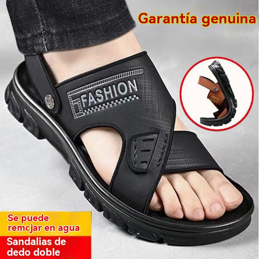 🐂✨【38-47】Nuevas sandalias de playa de cuero con suela gruesa para hombre