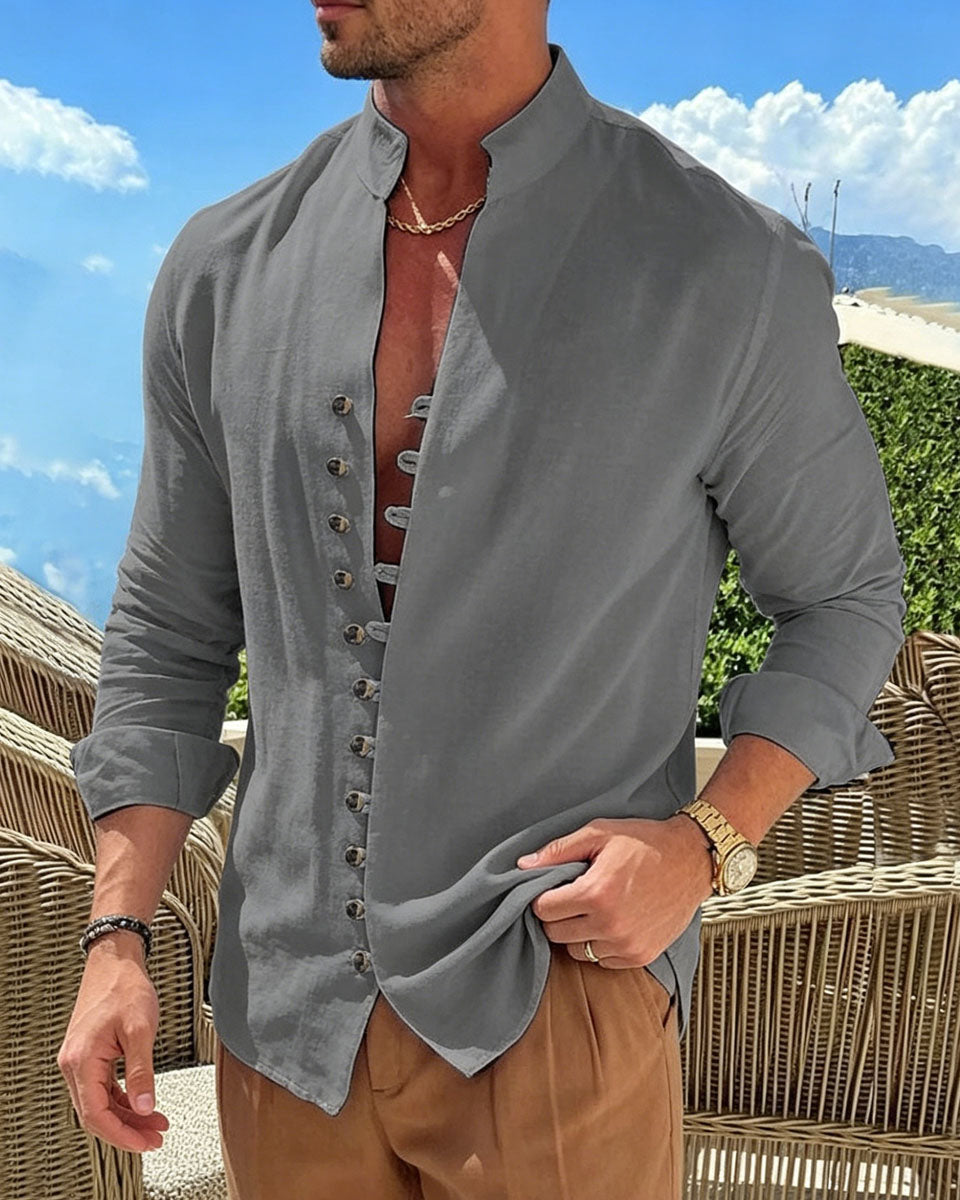 👔 50% de descuento🔥【40-100 kg】Camisa de hombre de algodón y lino, tallas grandes ✅️Pago contra entrega