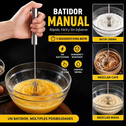 🔥🍳【Compra uno y llévate otro gratis✨】Batidora de huevos semiautomática de acero inoxidable