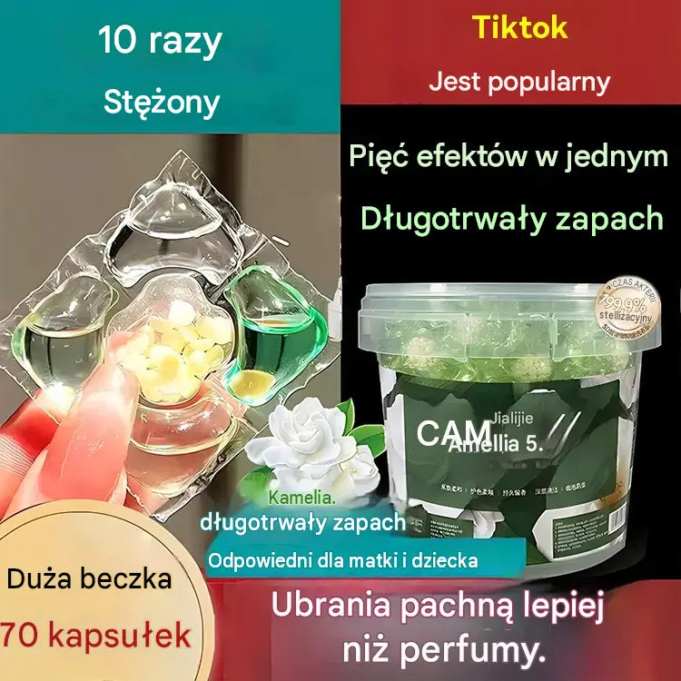 【50% taniej】 [✨Opakowanie 70 sztuk✨] Bardzo duże opakowanie perełek zapachowych do prania 5 w 1 — długotrwały zapach, skuteczna walka z plamami.