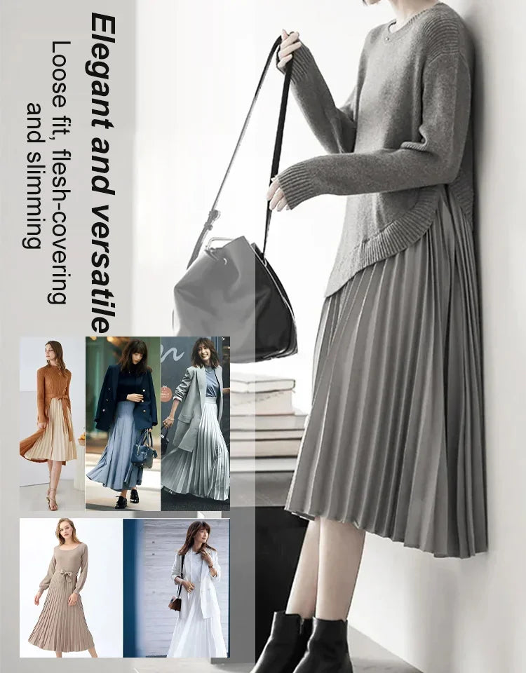 🔥⛄【Najlepiej sprzedający się produkt✨】Nowy, dwuczęściowy, dzianinowy komplet na jesień/zimę dla kobiet, stylowa i elegancka sukienka