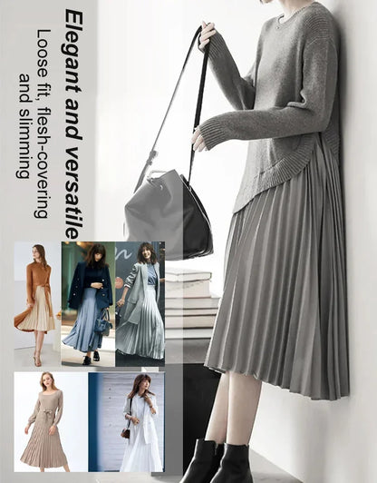 🔥⛄【Najlepiej sprzedający się produkt✨】Nowy, dwuczęściowy, dzianinowy komplet na jesień/zimę dla kobiet, stylowa i elegancka sukienka