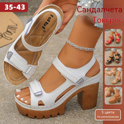 ✨👠【Размери 35-43】🔥 🎉 Сандали с платформа и дебел ток — подчертават височината, по-стабилни са, по-стилни са