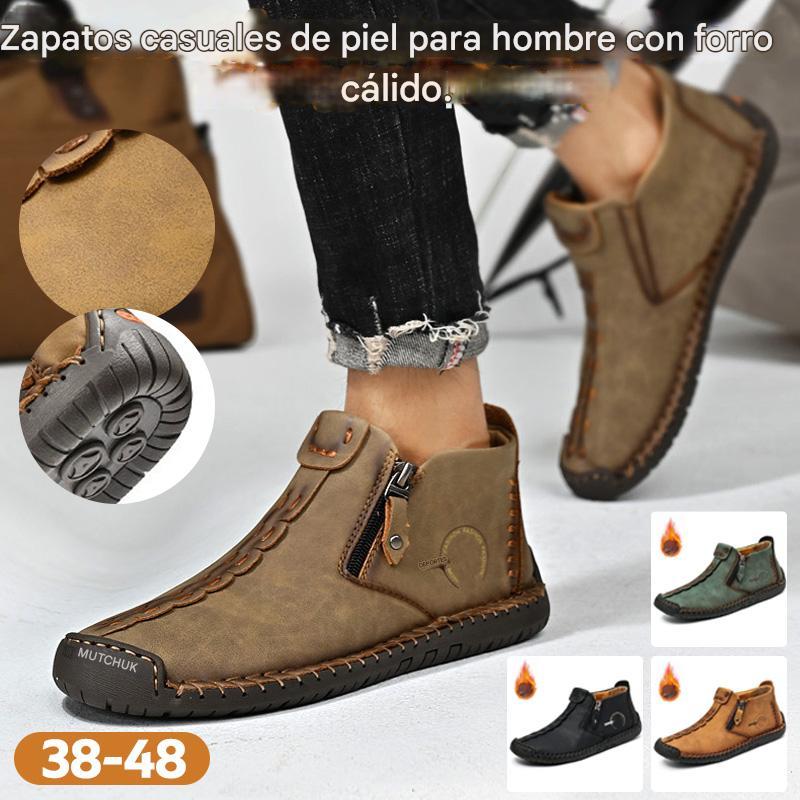 🥾Botas Martin de piel auténtica para hombre, con cremallera, hechas a mano, cálidas, cómodas y elegantes, ideales para el invierno.（ 38-48）