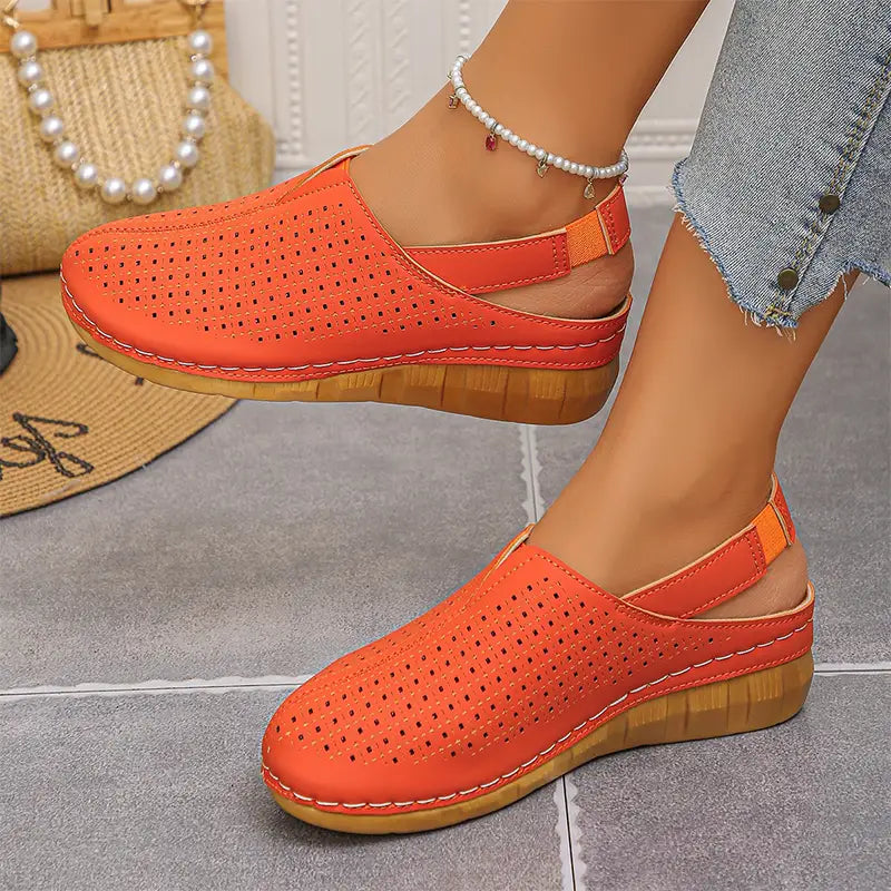 🌿👡 【Oferta limitada mitad de precio】(tallas 36-43) Zapatos de verano 2026 de cuero genuino: diseño slip-on con plataforma cómoda, modelo perforado transpirable para exterior