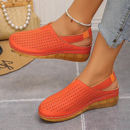 🌿👡 【Oferta limitada mitad de precio】(tallas 36-43) Zapatos de verano 2026 de cuero genuino: diseño slip-on con plataforma cómoda, modelo perforado transpirable para exterior