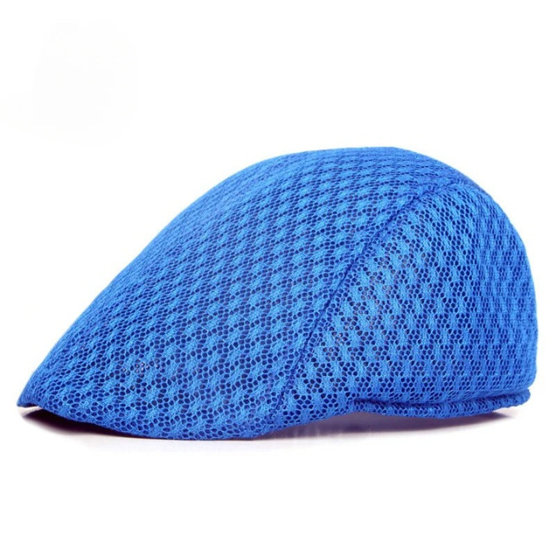 💨Męska czapka z daszkiem typu kaszkiet (fason „duckbill”) z przewiewnej siateczki, rozmiar 56–58 cm.
