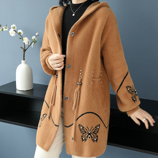 🦋🦋【M-3XL】✨Topel in eleganten volnen plašč srednje dolžine