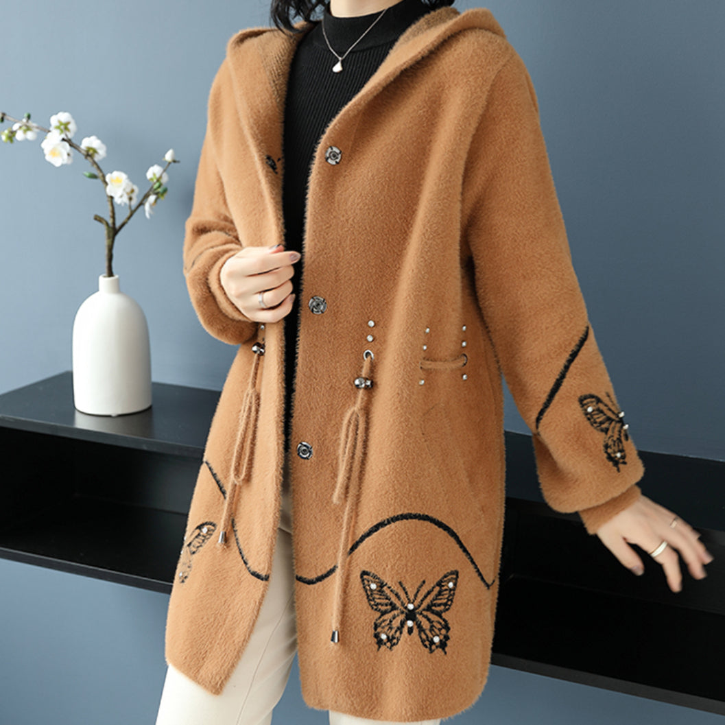 🦋🦋【M-3XL】✨Topel in eleganten volnen plašč srednje dolžine