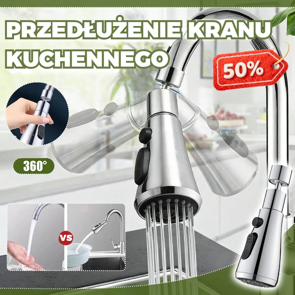 🔥 [Oferta ograniczona czasowo] 🚰🔥 Obrotowa (360°) nakładka na kran