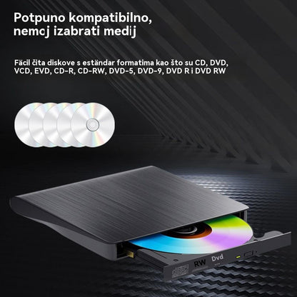 📢📢 Popust od 48% ograničeno vrijeme! 💿💻 Vanjski CD/DVD pogon: Uključi i radi, prenosiv i jednostavan za korištenje, kompatibilan s Mac/Windows sustavima.