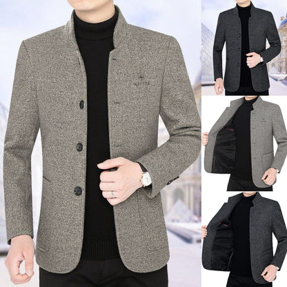 🍂【M-4XL】🔥2024 nowa swobodna kurtka z klapami męska jesienna i zimowa aksamitna, pogrubiona wełniana bluza-3811840