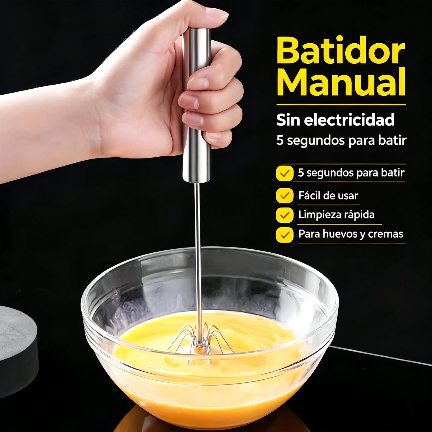 🔥🍳【Compra uno y llévate otro gratis✨】Batidora de huevos semiautomática de acero inoxidable
