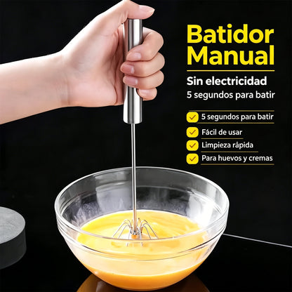 🔥🍳【Compra uno y llévate otro gratis✨】Batidora de huevos semiautomática de acero inoxidable