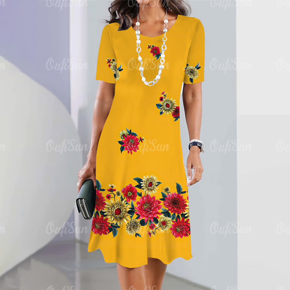 👗💖【S-5XL】Vestido sexy de cuello redondo con estampado 2025 para mujer.