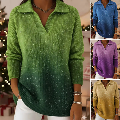 🔥✨【S-5XL】Нов модерен и мечтателен плетен пуловер с градиентен мотив на звездно небе