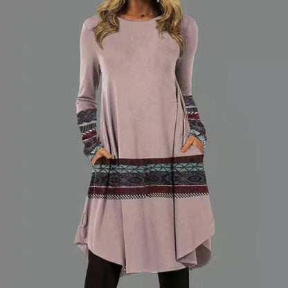 🍃🔥【S-5XL】2025 Wiosna Nowa Elegancka Swobodna Retro Etniczna Stylowa Drukowana Sukienka