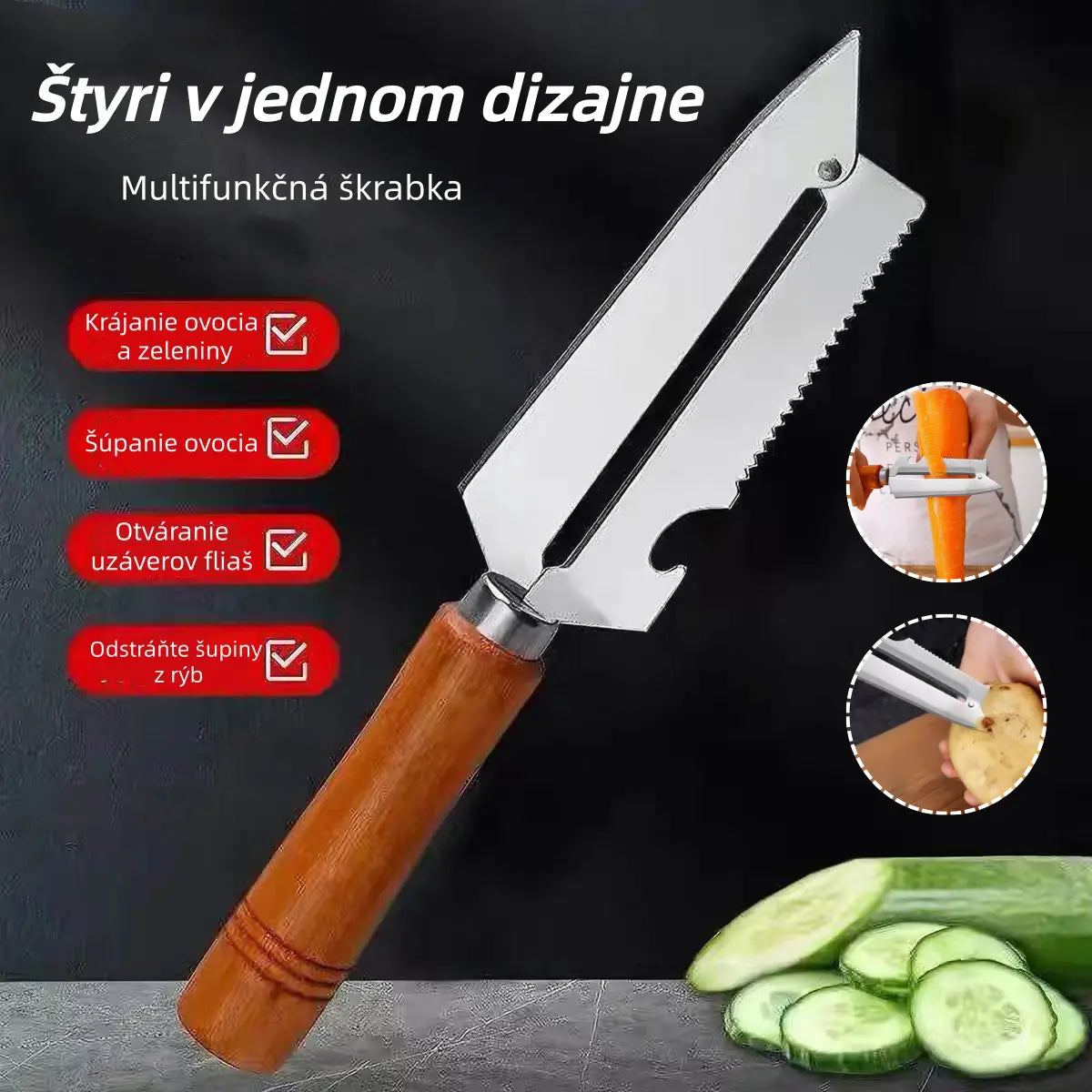 🥕 Kúp 1 a získaj 1 zadarmo! ✨ Multifunkčná kuchynská škrabka – Vyrobená z nehrdzavejúcej ocele s ergonomickou rukoväťou, ideálna na ovocie, zeleninu a mäso 🔪