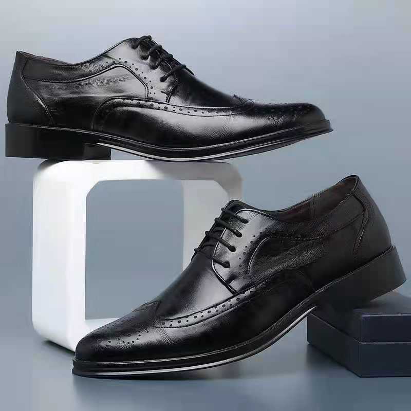 【38-47】Letnie męskie skórzane buty 🔥Wyrzeźbione biznesowe formalne męskie duże rozmiary Skórzane buty z dziurami w środku-3913653