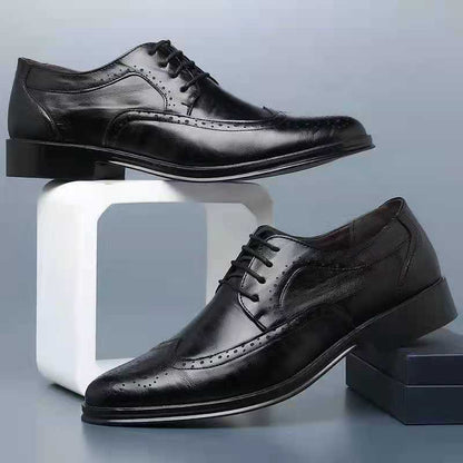 【38-47】Letnie męskie skórzane buty 🔥Wyrzeźbione biznesowe formalne męskie duże rozmiary Skórzane buty z dziurami w środku-3913653