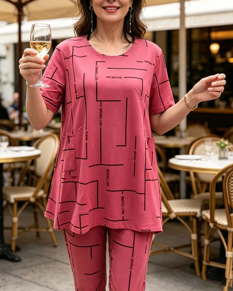 👗【-50% de descuento】【Top + pantalón】🔥🔥Nuevo conjunto de mujer 2026 de manga corta, estilo sencillo y casual